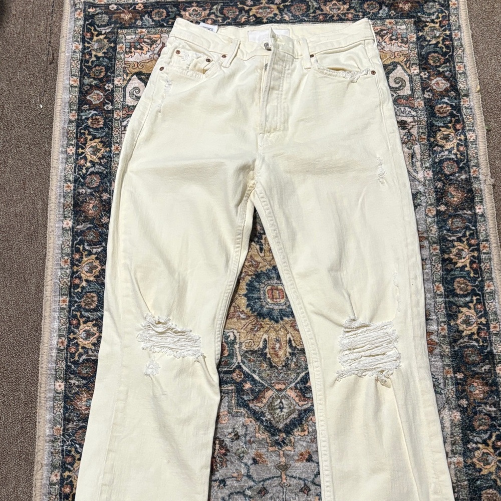MOTHER Cream Straight Leg Jeans